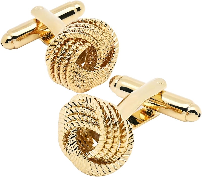 Jonwo Hollow Out Twist Knot Shape Men's Cufflinks In Gift Case Silver / 14K Gold Plated Cufflinks for Men Jewelry for Wedding Party Business Birthday Anniversary Dress - Image 1
